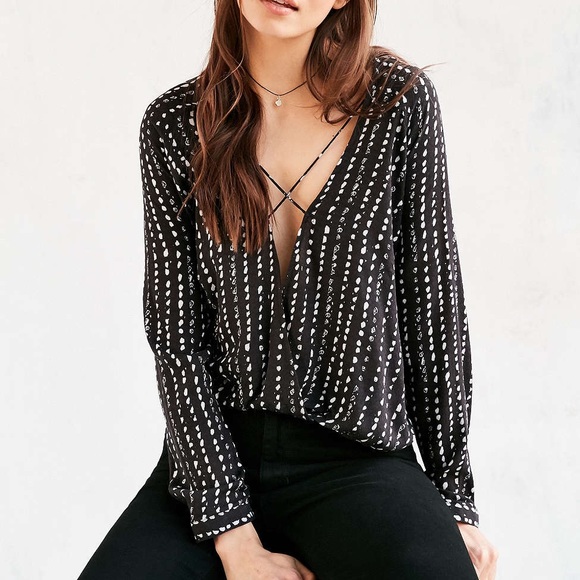 Urban Outfitters Tops - Silence + Noise Mayfair Surplice Plunging Blouse